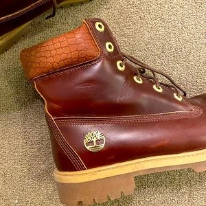 Brand new TIMBERLAND leather 6.5 premium boots burgundy 🥾🤩🧢📸